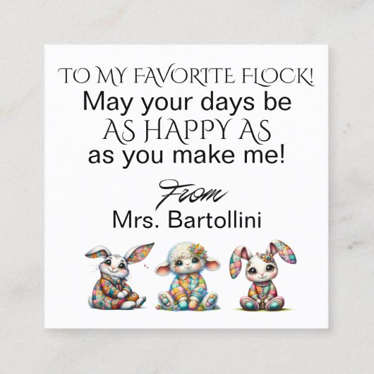 春イースターハンドアウト – 戻る参照! スクエア名刺 (裏面)