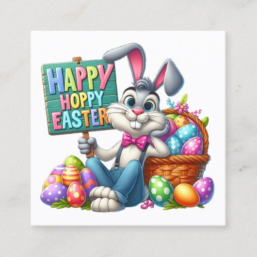 春イースターハンドアウト – 戻る参照！ スクエア名刺 (正面)
