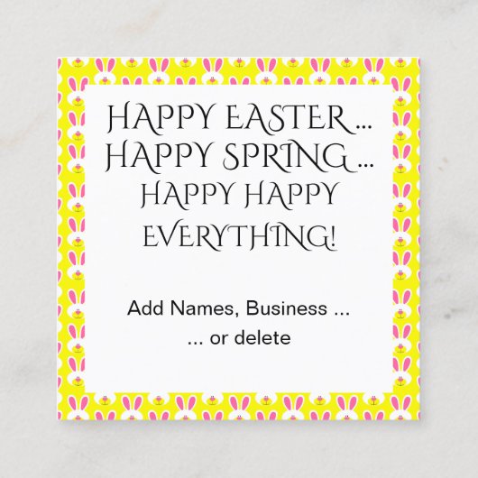 春イースターハンドアウト – 戻る参照! スクエア名刺 (裏面)