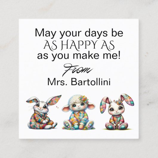 春イースターハンドアウト – 戻る参照！ スクエア名刺 (裏面)