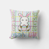 春イースターバニーインパステルカラー装飾用クッション クッション (正面)