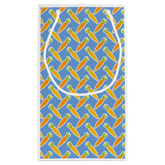 春イースターバニーキャロツブルーキッズヘルスおもしろい スモールペーパーバッグ (裏面)