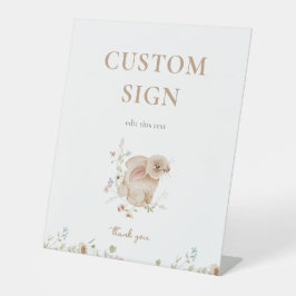 春イースターバニーベビーシャワーカスタムサイン 台座サイン