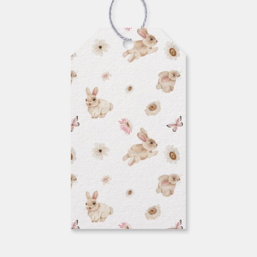春イースターバニーベビーシャワーメッセージカード ギフトタグ (裏面)