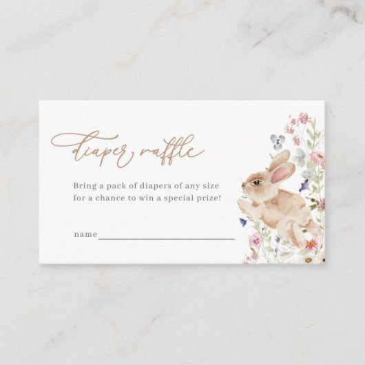 春イースターバニー赤ちゃんシャワーおむつラッフルカード プレイスカード (正面)