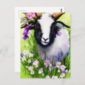 春イースターヤギフローラ水の色はがき ポストカード (正面/裏面)