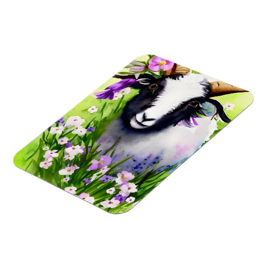 春イースターヤギフローラ水色 マグネット (左側)