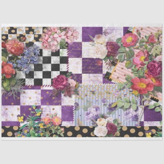 春ウィムシーチェックフローラ切り離しティッシュペーパー 薄葉紙 (正面)