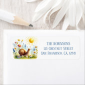 春ウォーターカラーカタツムリ差出人住所 ラベル (インサイチュ)