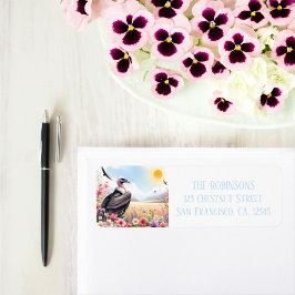 春ウォーターカラーコンドル差出人住所 ラベル