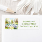 春ウォーターカラースワン差出人住所 ラベル (インサイチュ)