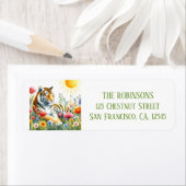 春ウォーターカラータイガー差出人住所 ラベル (インサイチュ)