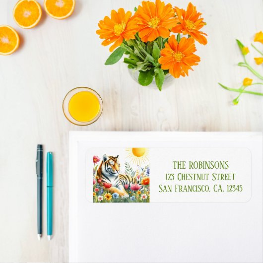 春ウォーターカラータイガー差出人住所 ラベル