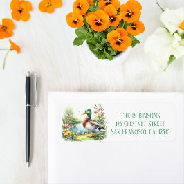 春ウォーターカラーダック差出人住所 ラベル