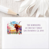 春ウォーターカラーテキサス州ロングホーン差出人住所 ラベル (インサイチュ)