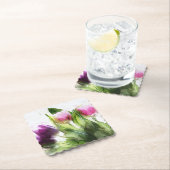 春ウォーターカラーパープルフラワーズ紙コースター ペーパーコースター (インサイチュ)