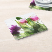 春ウォーターカラーパープルフラワーズ紙コースター ペーパーコースター (アングル)