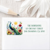 春ウォーターカラーピーコック差出人住所 ラベル (インサイチュ)