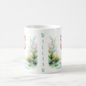 春ウォーターカラーフラミンゴ – Kid Mag コーヒーマグカップ (中央)