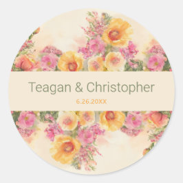 春ウォーターカラーフローラコテージコ結婚ーズ ラウンドシール