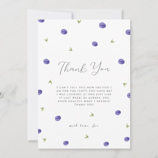 春ウォーターカラーブルーベリーファームベビーシャワー サンキューカード (正面)