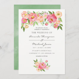 春ウォーターカラープオーニー結婚式招待状 招待状