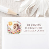 春ウォーターカラーライオン差出人住所 ラベル (インサイチュ)