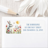 春ウォーターカラーラビット差出人住所 ラベル (インサイチュ)