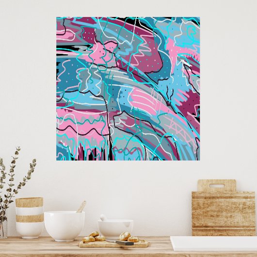 春ウォーターズ抽象芸術アート ポスター (キッチン)