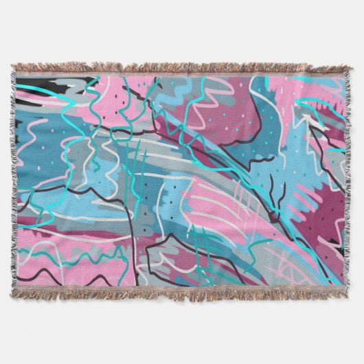 春ウォーター抽象芸術プリント スローブランケット (正面)