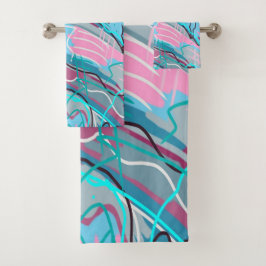 春ウォーター抽象芸術プリント バスタオルセット