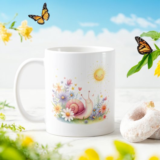 春ウォーター色カタツムリ – Kid Mug コーヒーマグカップ