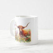 春ウォーター色テキサス州Longhorn コーヒーマグカップ (正面左)