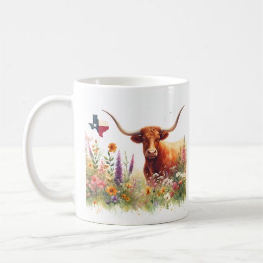 春ウォーター色テキサス州Longhorn コーヒーマグカップ (左)