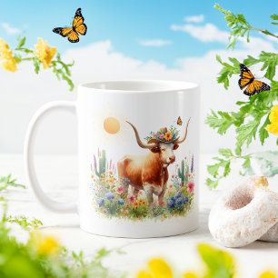 春ウォーター色テキサス州Longhorn コーヒーマグカップ