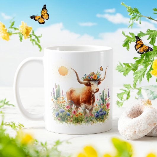 春ウォーター色テキサス州Longhorn コーヒーマグカップ
