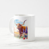 春ウォーター色テキサス州Longhorn コーヒーマグカップ (正面左)