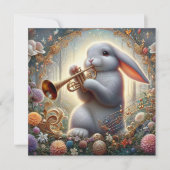 春ウッドランドミュージシャンイースターバニーファンタジーアート シーズンカード (正面)