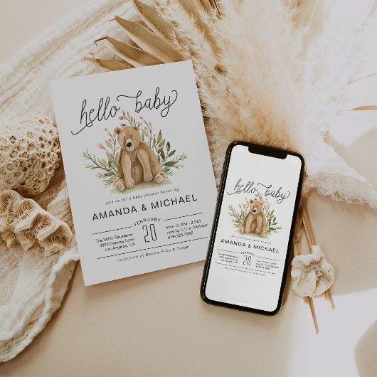 春ウッドランド |ベビーシャワー招待状 招待状