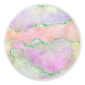 春エレガントアガテ |緑よくはしゃぐフェイクグリッター セラミックノブ (正面)