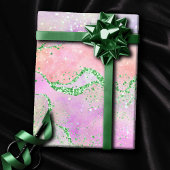 春エレガントアガテ |緑よくはしゃぐフェイクグリッター ラッピングペーパー