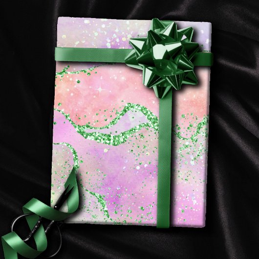 春エレガントアガテ |緑よくはしゃぐフェイクグリッター ラッピングペーパー