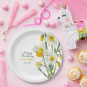 春エレガントイエローダフォディルフローラ誕生日 ペーパープレート (パーティー)