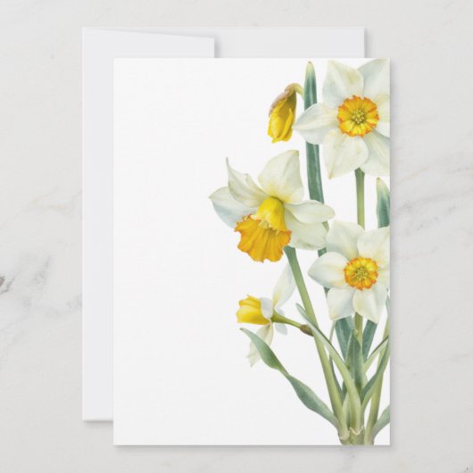 春エレガントイエローダフォディルフローラ誕生日 招待状 (裏面)