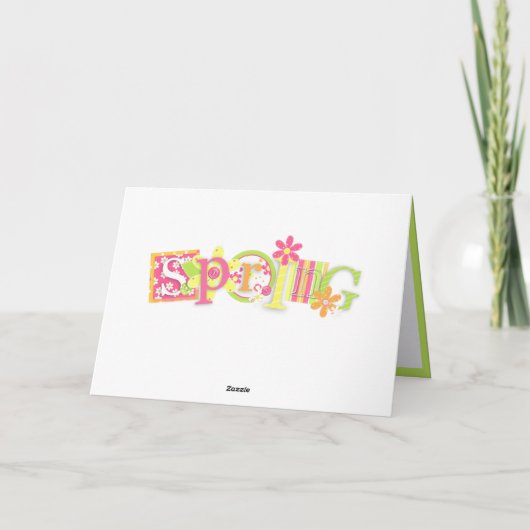 春エレガントシーズンフラワーピンク緑グリーティングカード カード (裏面)