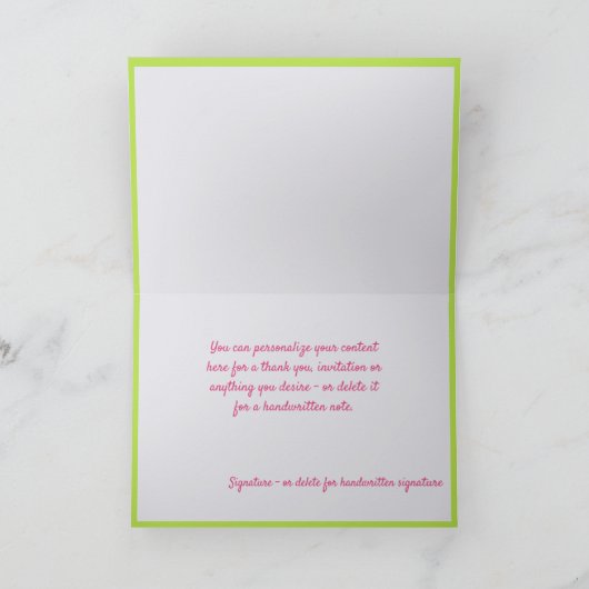 春エレガントシーズンフラワーピンク緑グリーティングカード カード (内部)