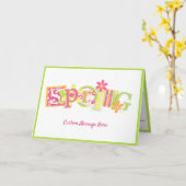春エレガントシーズンフラワーピンク緑グリーティングカード カード (黄色い花)