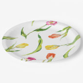 春エレガントフラワーチューリップブライダルシャワー ペーパープレート (アングル)