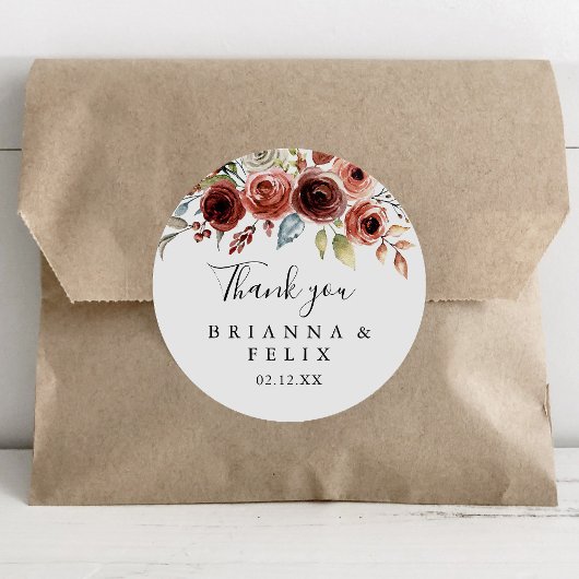春エレガントフローラサンキュー結婚式の引き出物 ラウンドシール