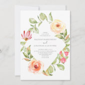春エレガントフローラダイアモンドピーチ結婚ーズ 招待状 (正面)